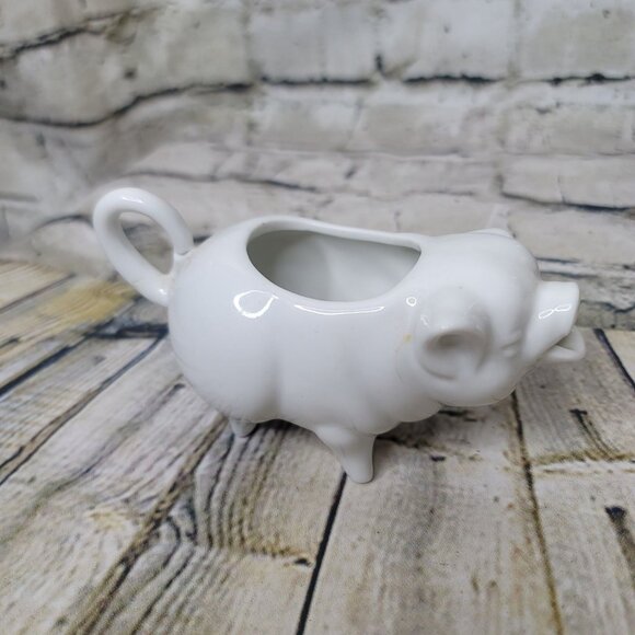 Cost Plus White Ceramic Pig Piggy Creamer Appx 6" Long - Picture 4 of 6